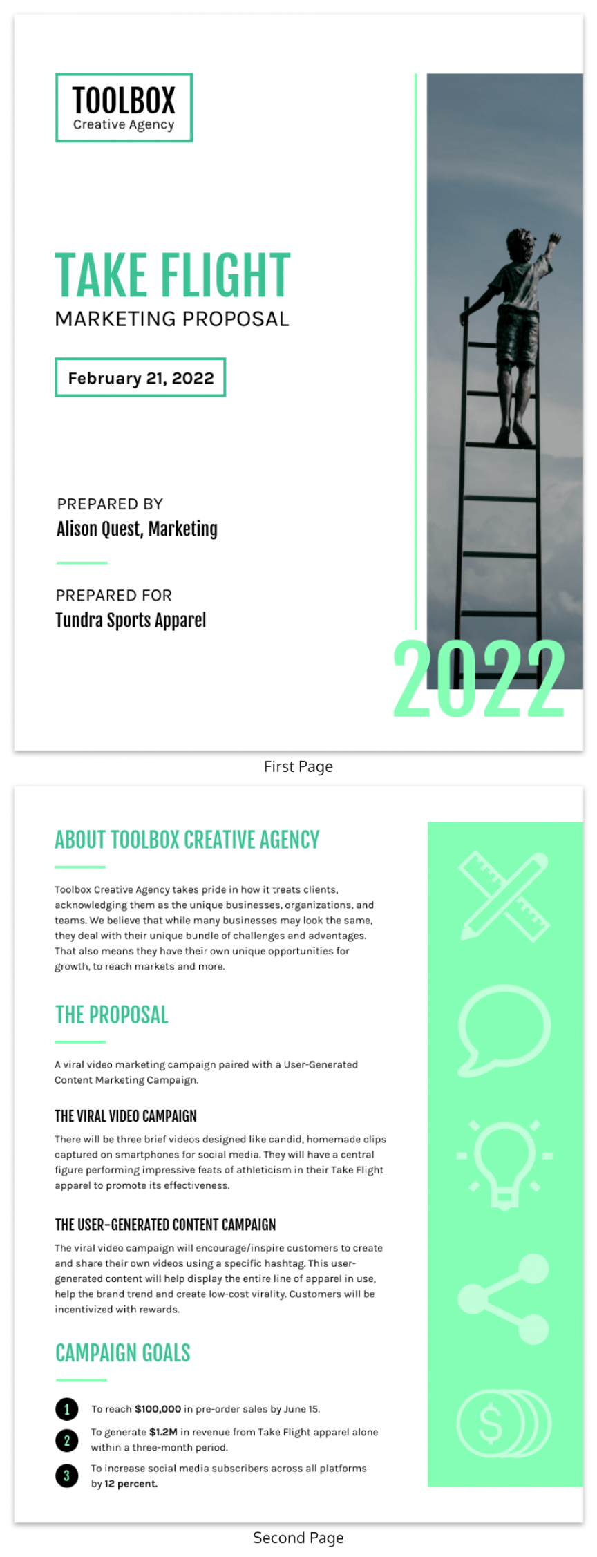 green modern marketing proposal template marketing consulting proposal template pdf