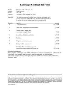 printable landscaping contract  fill online printable fillable snow removal proposal template example