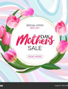 printable mothers day sale offer banner template round banner with lettering on  marble background feminine sale tag shop market poster design vector round banner template word