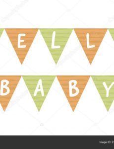 printable vector baby shower banner template scandinavian design elements for  invitation card poster cute triangle badge on rope with text hello baby baby shower banner template doc