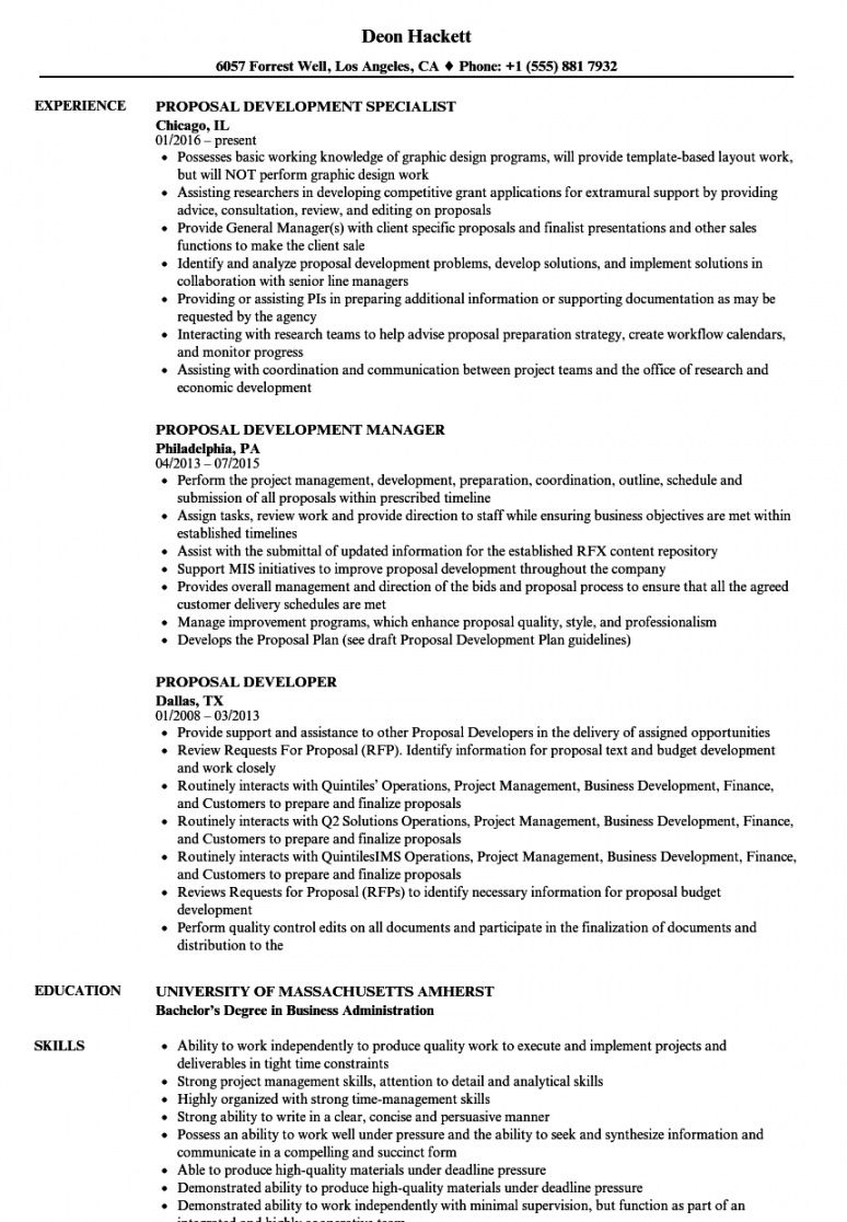 proposal resume samples  velvet jobs curriculum proposal template example