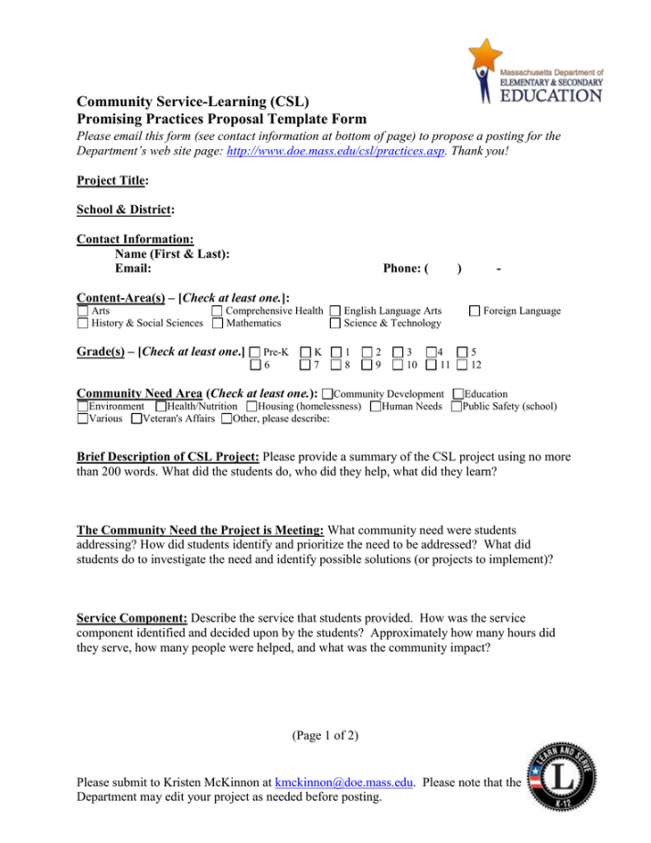 sample community servicelearning csl promising practices service learning project proposal template word