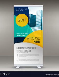 roll up banner design template with modern shapes vector image pop up banner design template doc