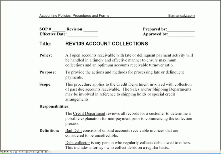Free Accounting Policy And Procedures Manual Samples Property