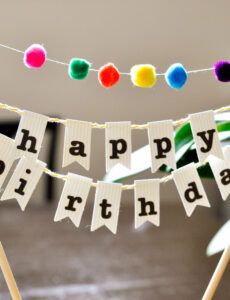 editable diy birthday cake banner with pompoms party banner template doc