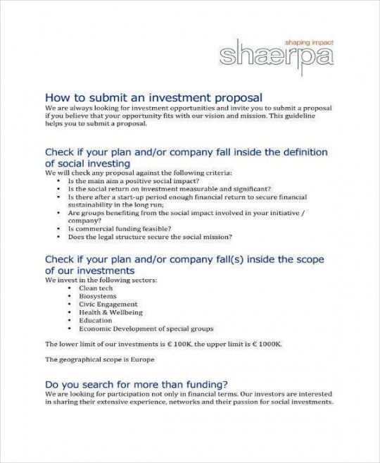 editable 14 small business investment proposal templates  pdf proposal business template pdf