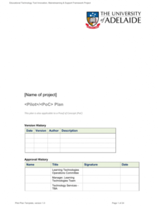 free pilot plan template version 1 0 pilot project proposal template