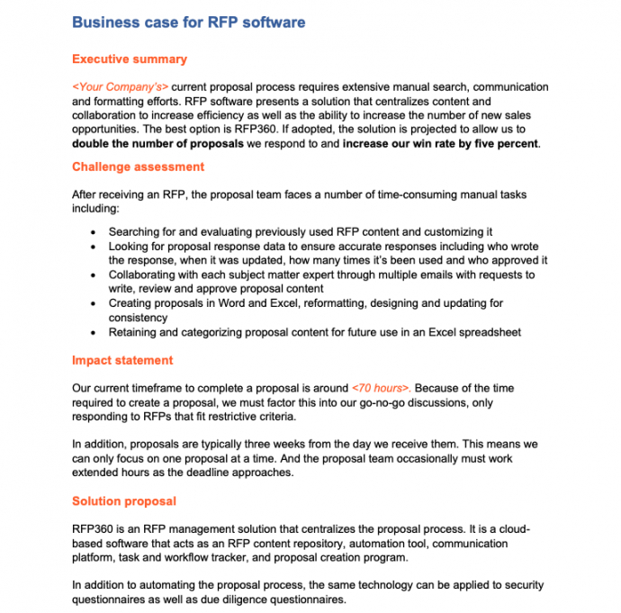 free the business case for rfp software template and example software proposal document template pdf