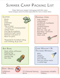 packing list template  14 free word pdf documents summer camp proposal template example