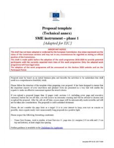 sample eic pilot sme instrument phase 1  proposal template  kol pilot project proposal template excel