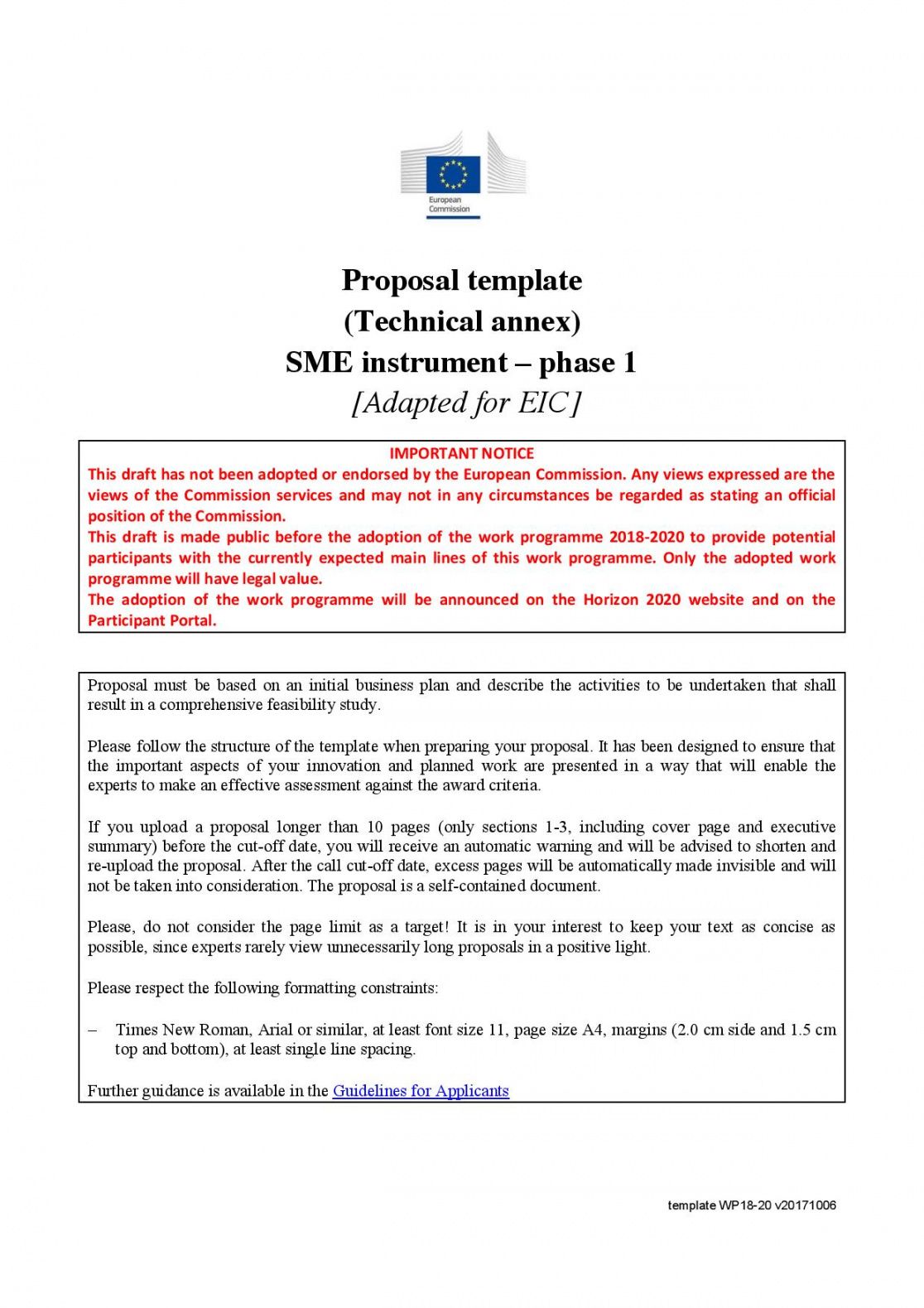 sample eic pilot sme instrument phase 1  proposal template  kol pilot project proposal template excel