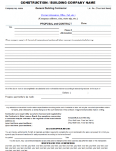 contractor bid template  free printable documents bid proposal form template word