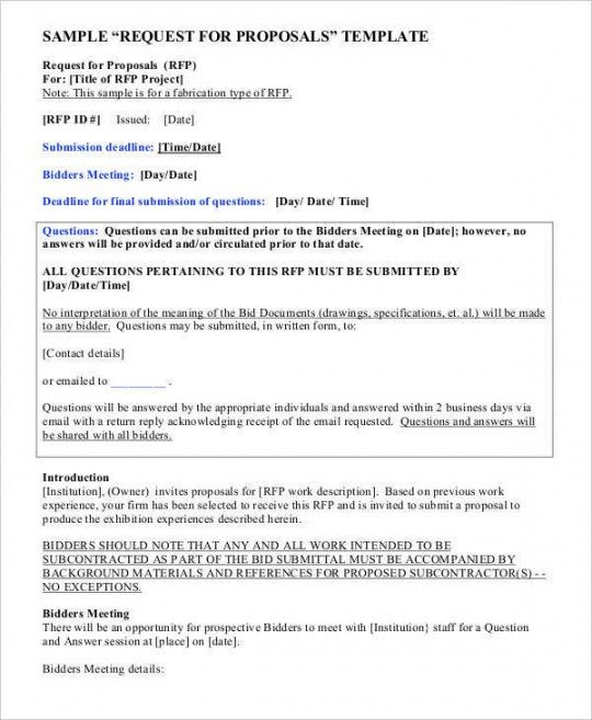 editable 14 request for proposal templates  free sample example request for proposal form template pdf