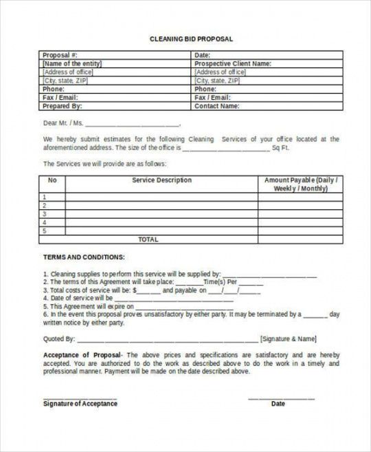 editable free 9 bid proposal forms in pdf  ms word formal bid proposal template word