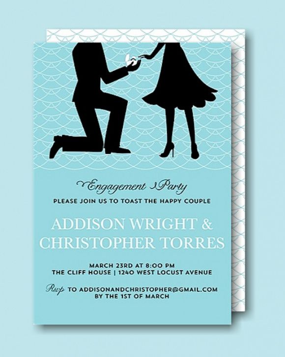 free the proposal in blue engagement party invitation engagement proposal template example