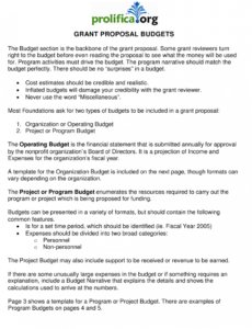 grant proposal budget template  prolifica download proposal budget template word