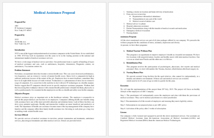 medical assistance proposal template  proposal templates computer repair service proposal template excel
