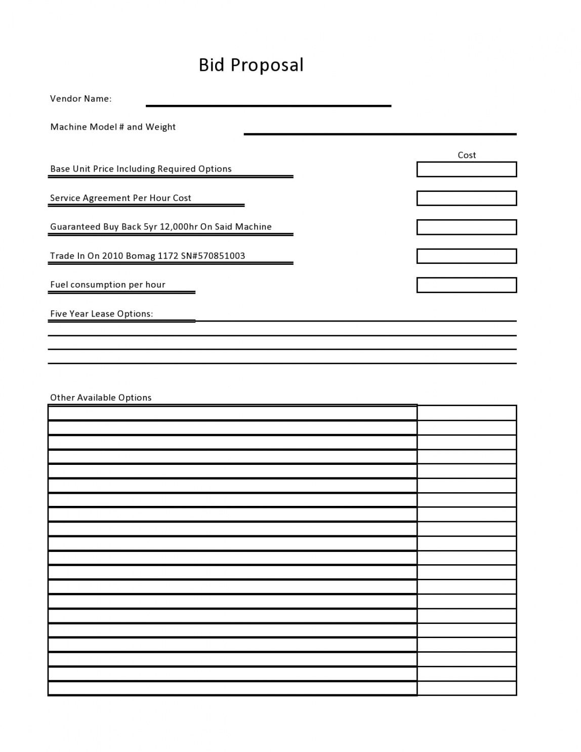 printable 28 free bid proposal templates &amp; forms  templatearchive bid proposal form template example