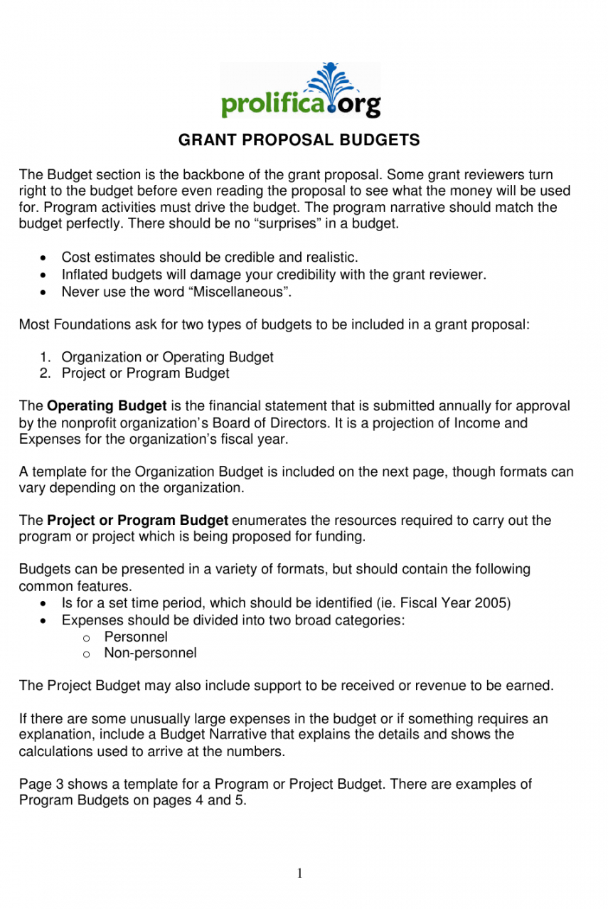 printable grant proposal budget template  prolifica download foundation proposal template excel