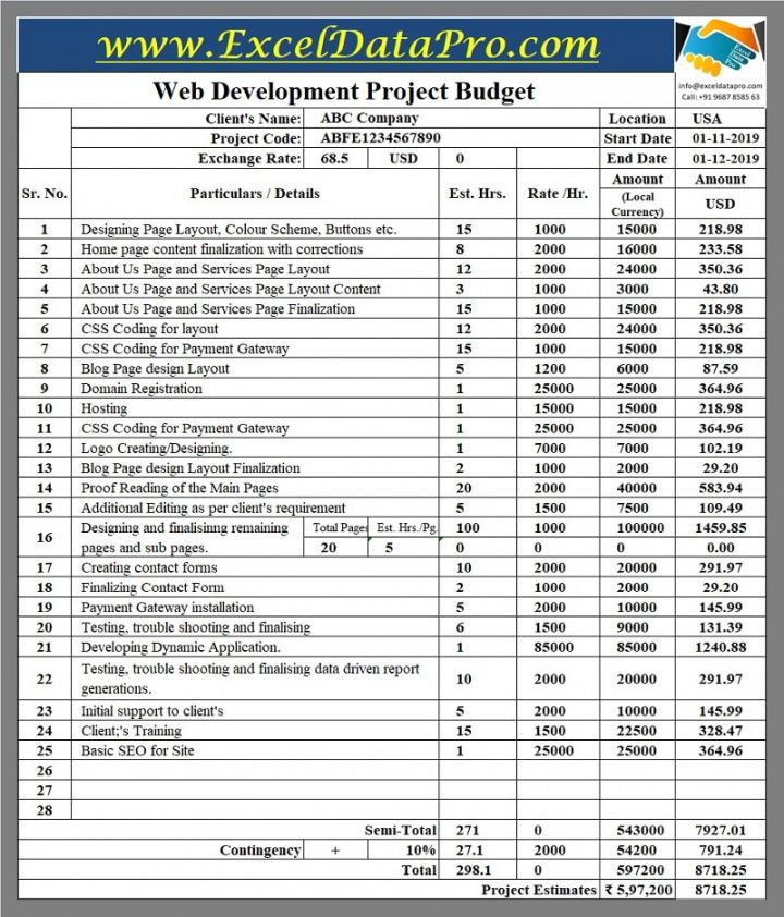 download web development project budget excel template website budget proposal template doc