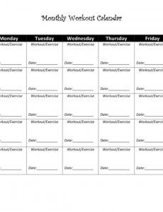 free blank workout calendar  free pdf or word download fitness proposal template example