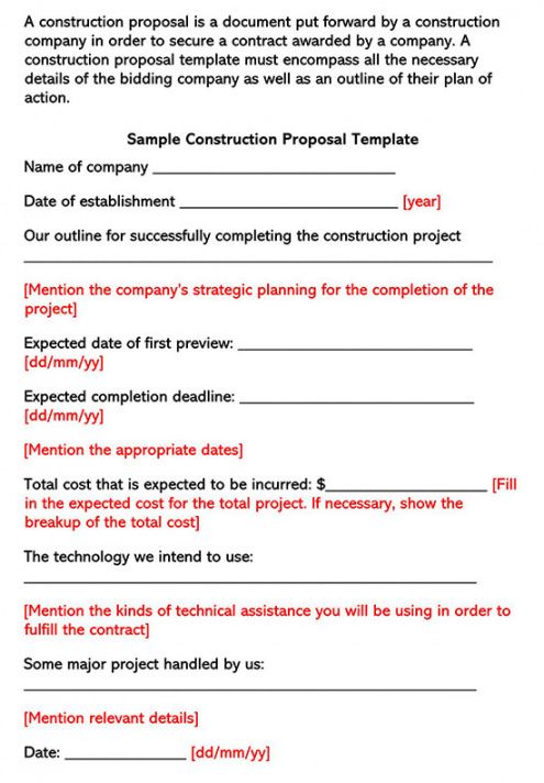 free construction proposal bid templates how to write construction management proposal template example