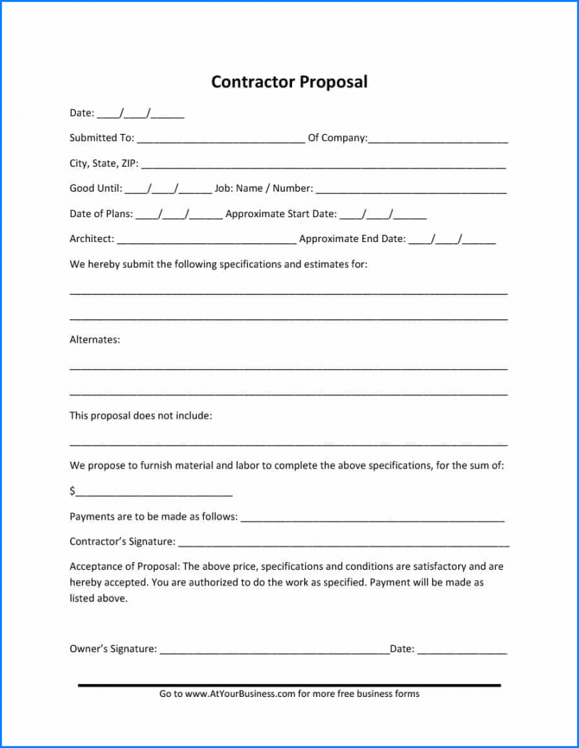 free printable construction proposal template  zitemplate template for bid proposal doc