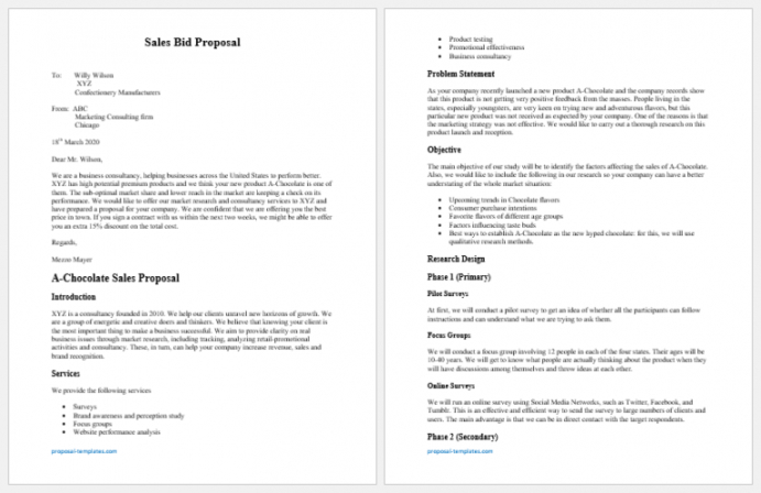 free sales bid proposal template for word  proposal templates staff hiring proposal template doc