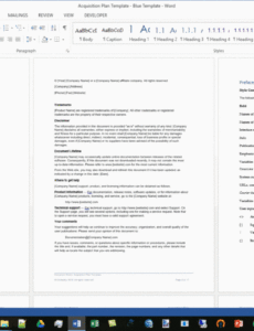 printable acquisition plan template ms office  templates forms acquisition proposal template