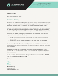 printable grant proposal business letter letter of support for grant proposal template example