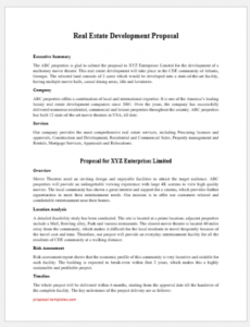 printable sample real estate management proposal  the document template property development proposal template doc