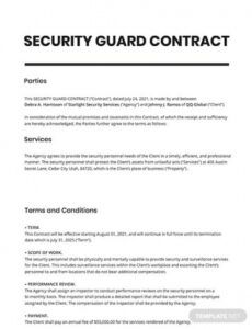 sample security guard contract template free pdf  word security company proposal template excel