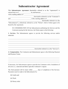 printable subcontractor agreement template download printable pdf subcontractor bid proposal template