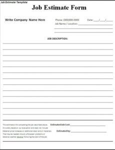 sample 6 job estimate form template format  microsoft excel new home construction proposal template