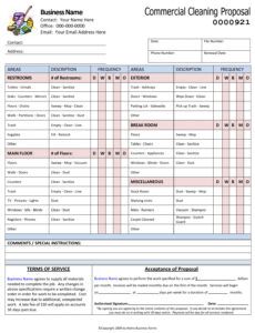 sample cleaning bid sheet  emmamcintyrephotography janitorial service proposal template example