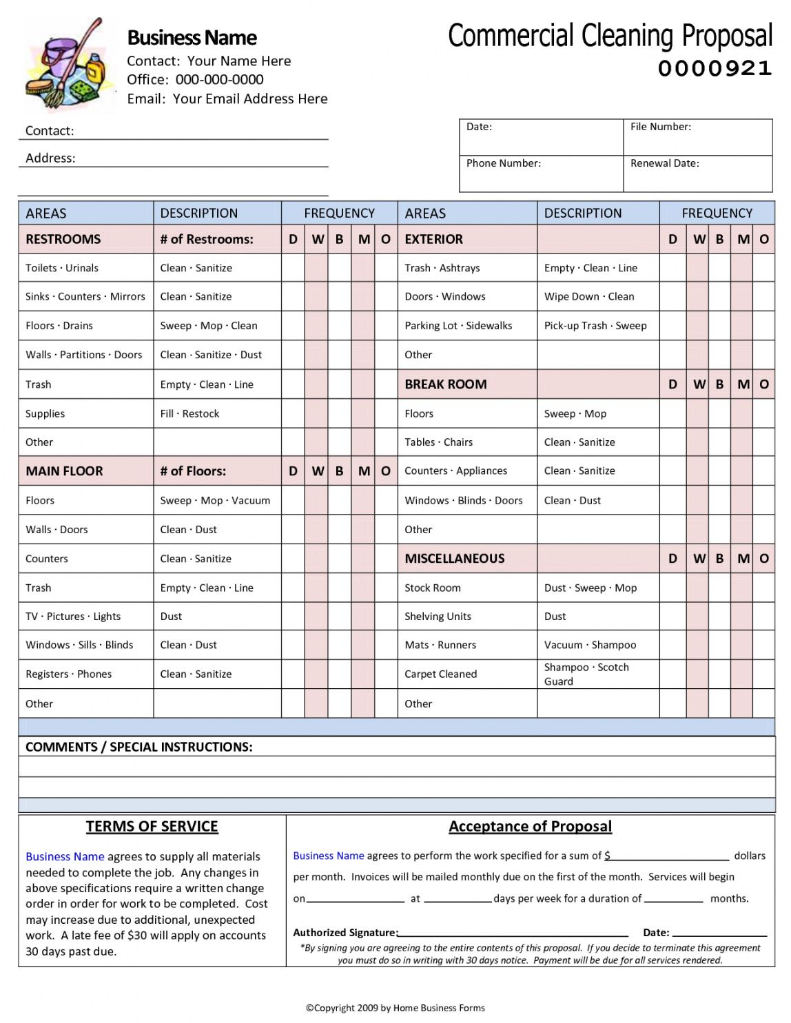 sample cleaning bid sheet  emmamcintyrephotography janitorial service proposal template example