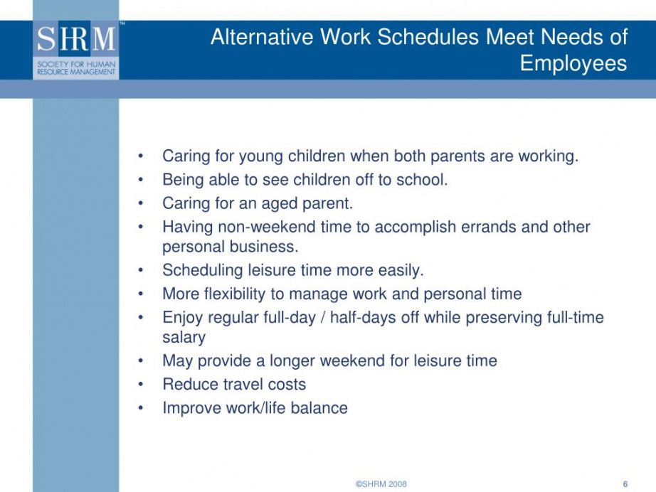 editable ppt  california alternative workweek schedule management alternative work schedule proposal template example