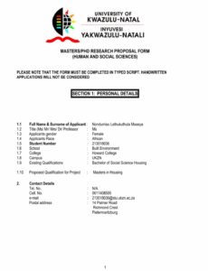 editable proposal ukzn masters research proposal template