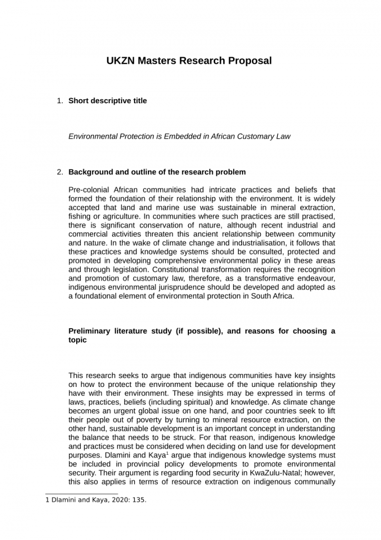 free pdf environmental protection is embedded in african ukzn masters research proposal template