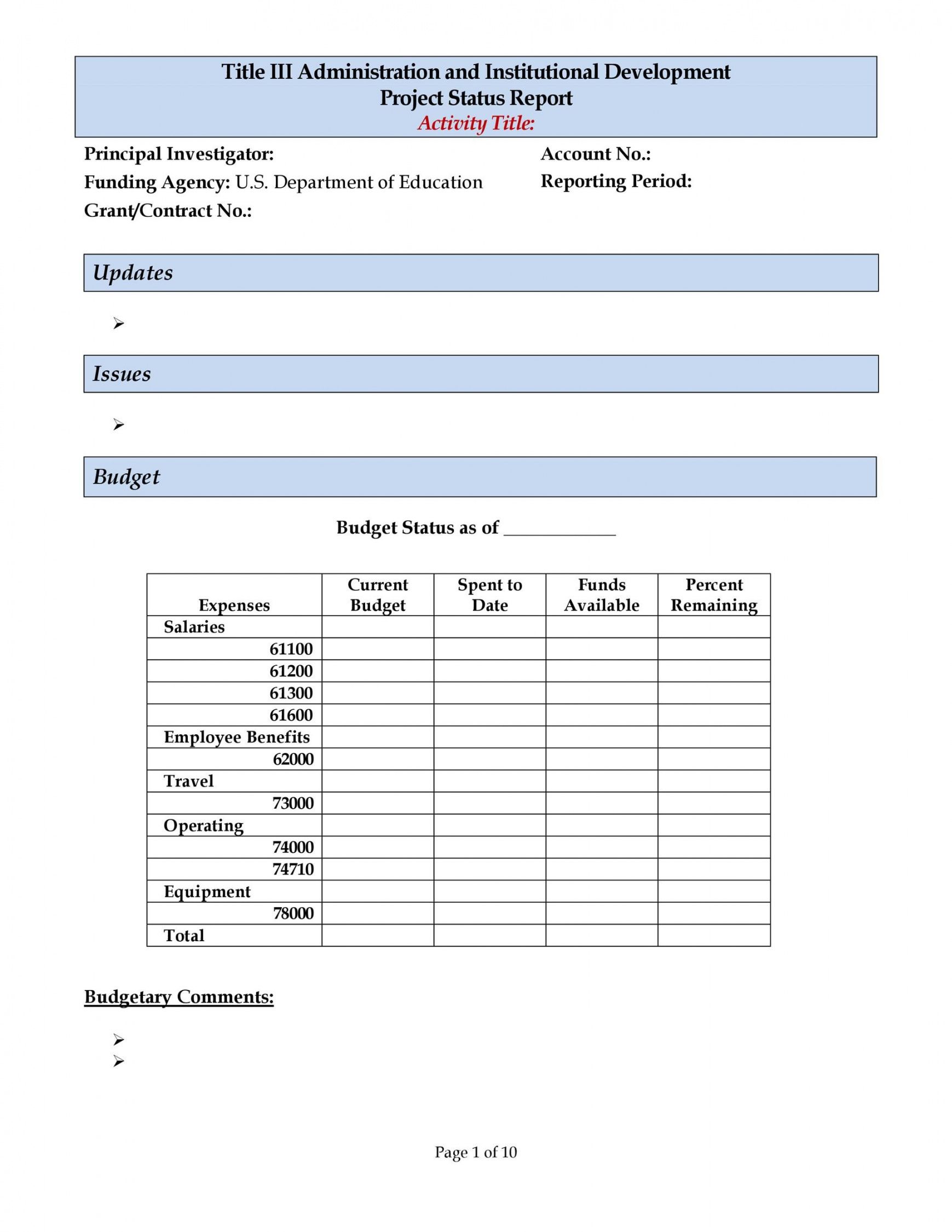 printable 40 project status report templates word excel ppt operations management report template excel