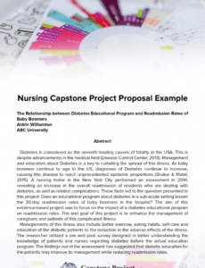 printable nursing capstone project  capstone project hospital project proposal template word