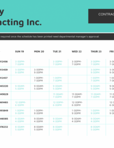 printable teal contracting work schedule template alternative work schedule proposal template example