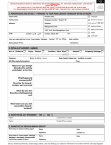 sample incident hazard report form template  professional templates security incident management policy template pdf