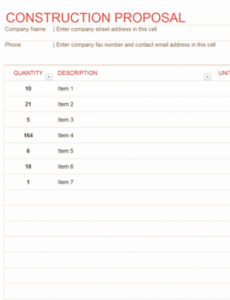 editable construction proposal tv game show proposal template excel