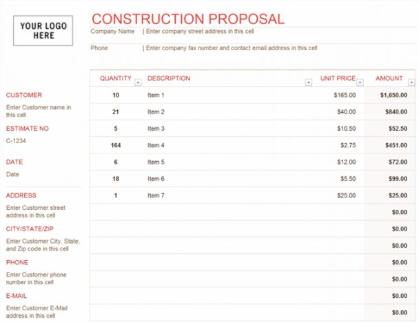 editable construction proposal tv game show proposal template excel