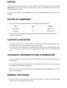 free child custody and visitation agreement template in google custody proposal template word