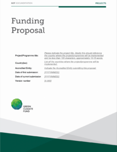 free proposal green climate fund funding proposal template word