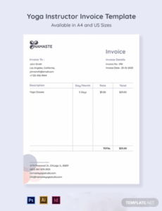 free yoga instructor invoice template  pdf  word  excel yoga class proposal template example