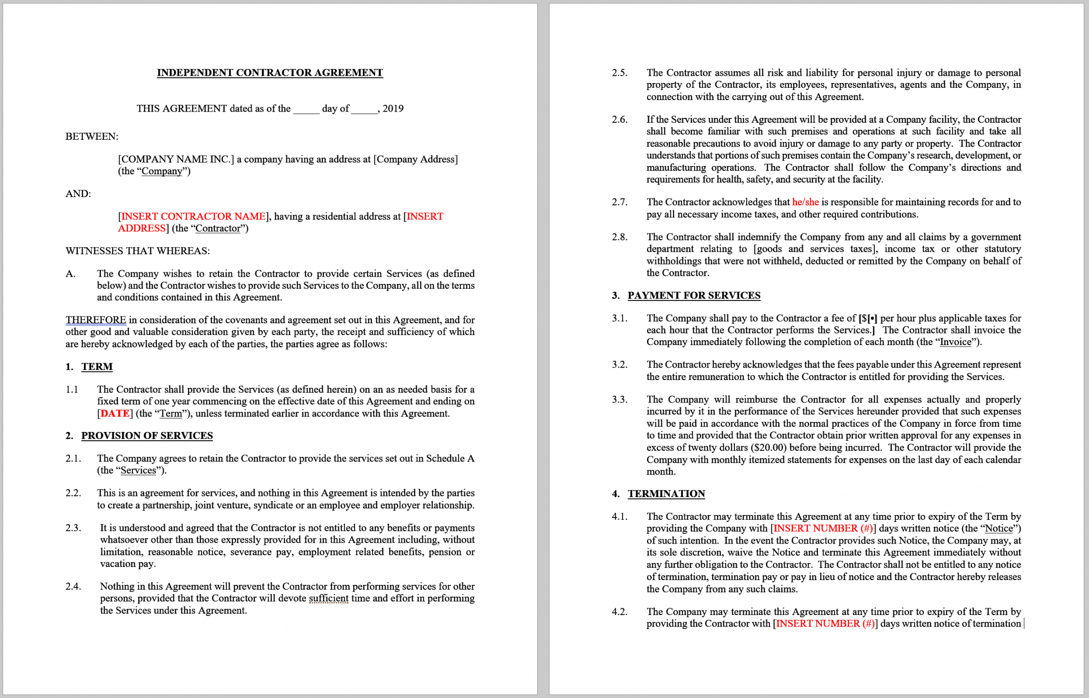 independent contractor agreement  template from cfi independent contractor proposal template doc