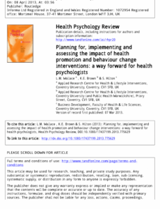 pdf health psychology review planning for implementing health promotion project proposal template excel